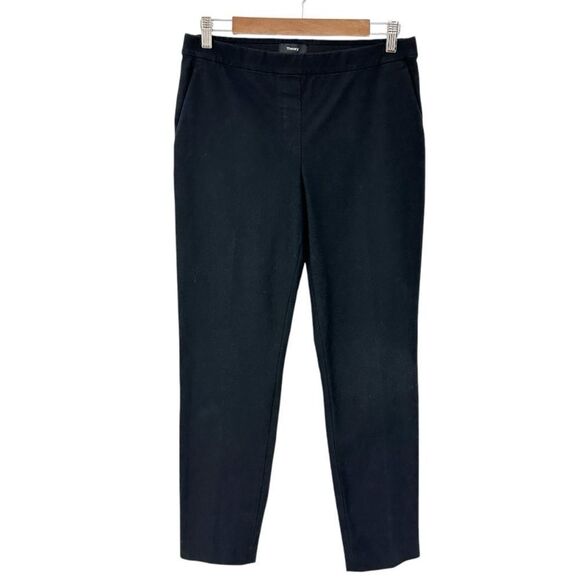 Theory Thaniel Approach Black Cropped Ankle Pull On Pants Size 6 - Picture 3 of 9